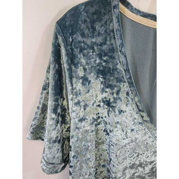 SOLD    POL LRG Ice blue Velvet Feel V Neck Top, Large short sleeve NWOT tunic - Picture 6 of 8